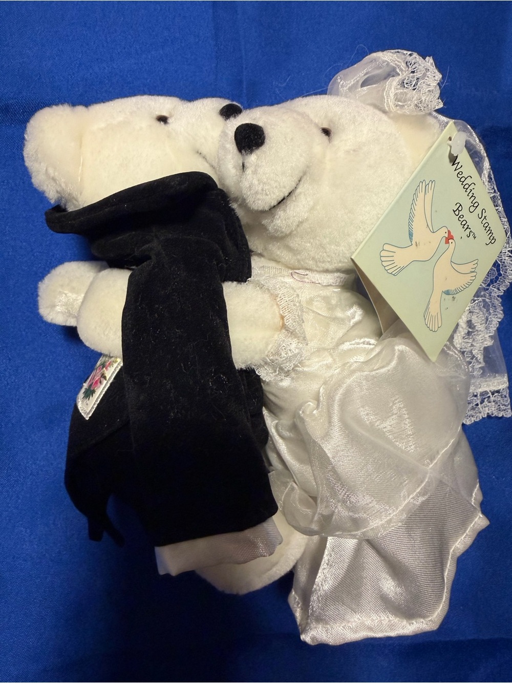 Wedding Stamp Bears Bride Groom Plush Set 2004 New With Tags
